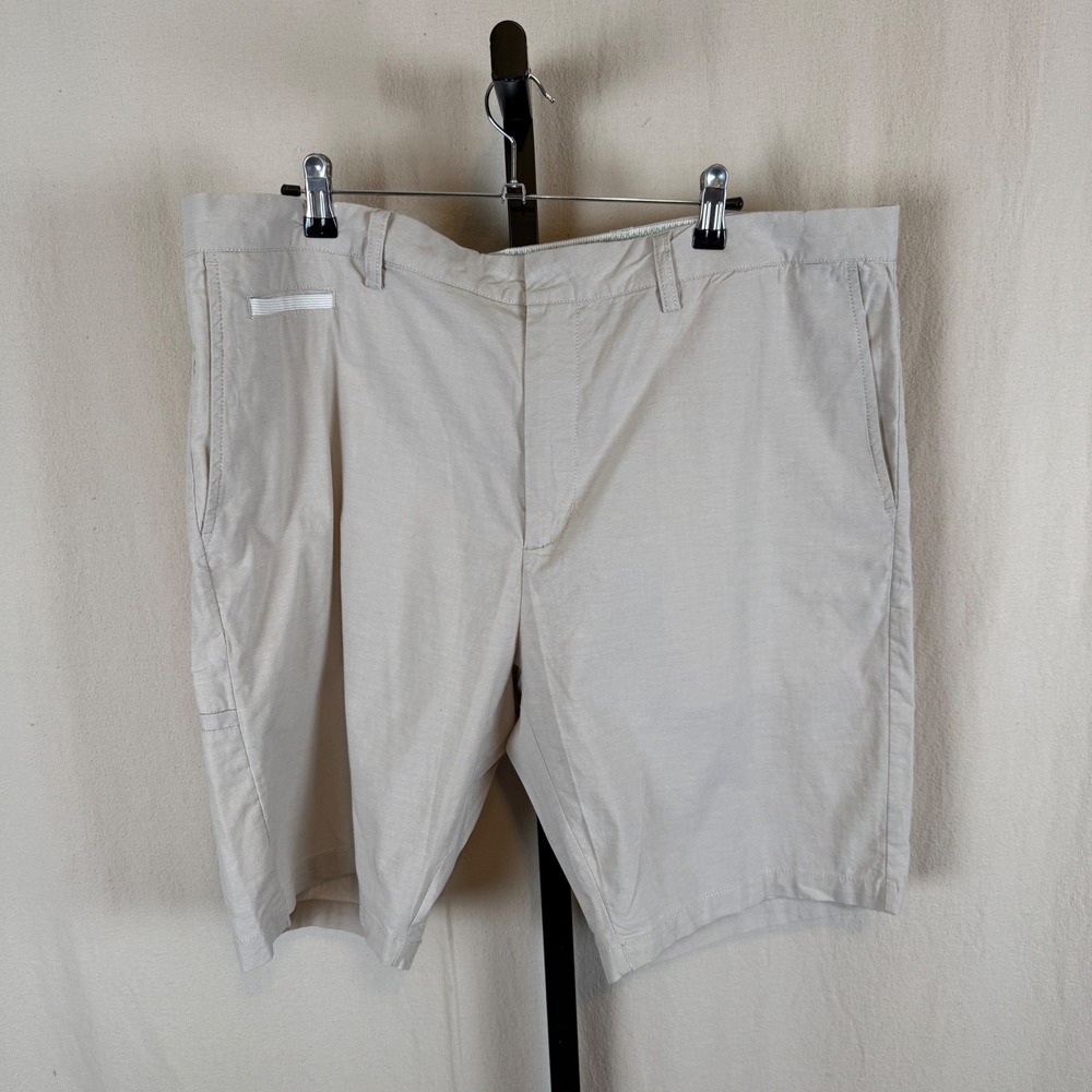 Linksoul Mens Boardwalker Golf Shorts Khaki Beige Size 40 Cotton Blend Stretch